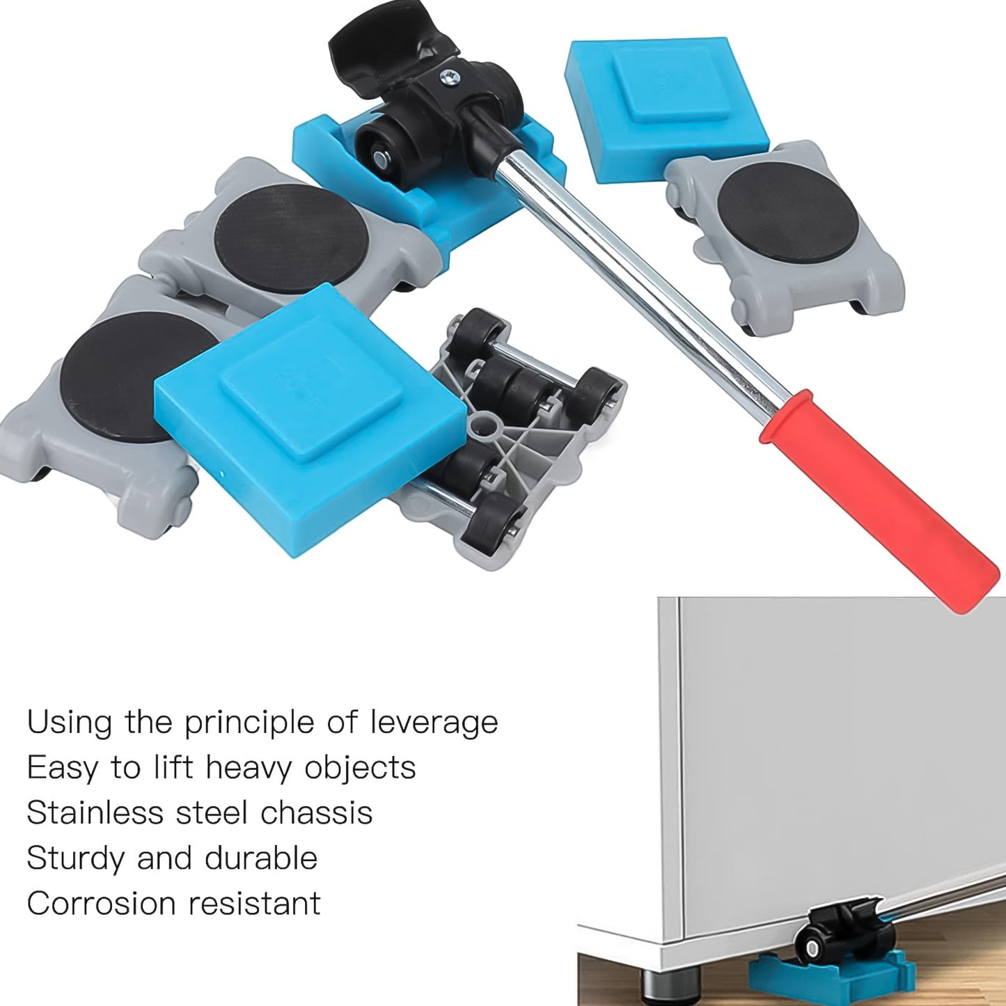 Click Baazar heavy duty furniture lifter with stainless steel handle and leverage principle for moving heavy objects