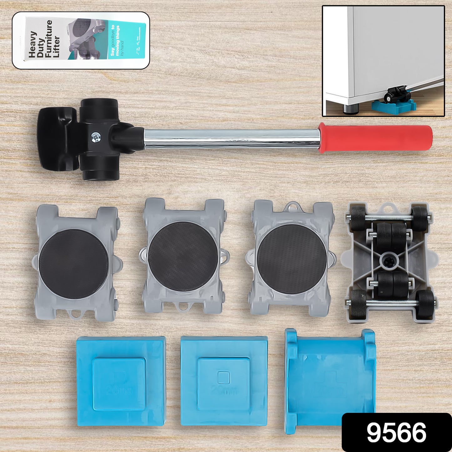 Click Baazar heavy duty furniture lifter set with lever, mover pads, and rollers for easy relocation of heavy furniture