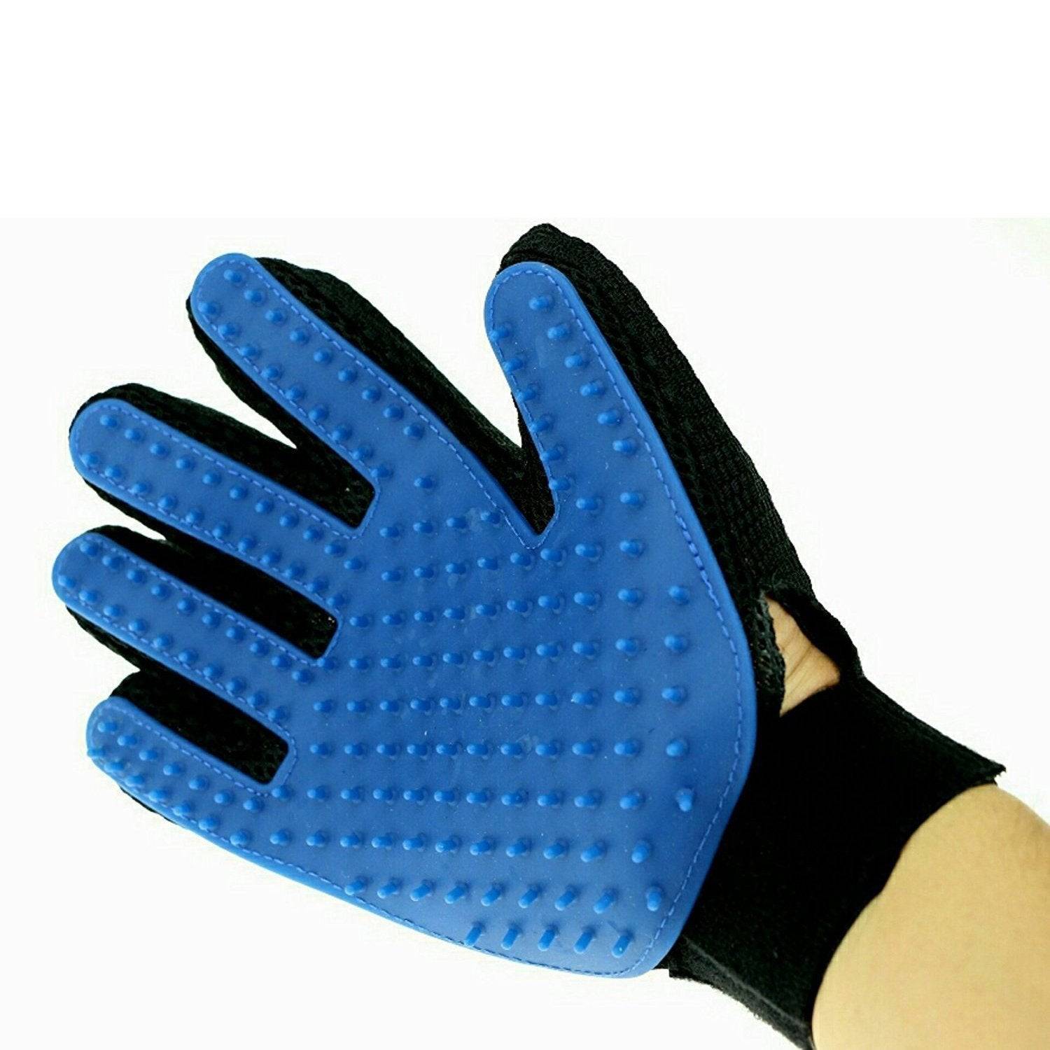 Click Baazar pet hair removal glove in blue, designed for easy grooming and pet hair removal