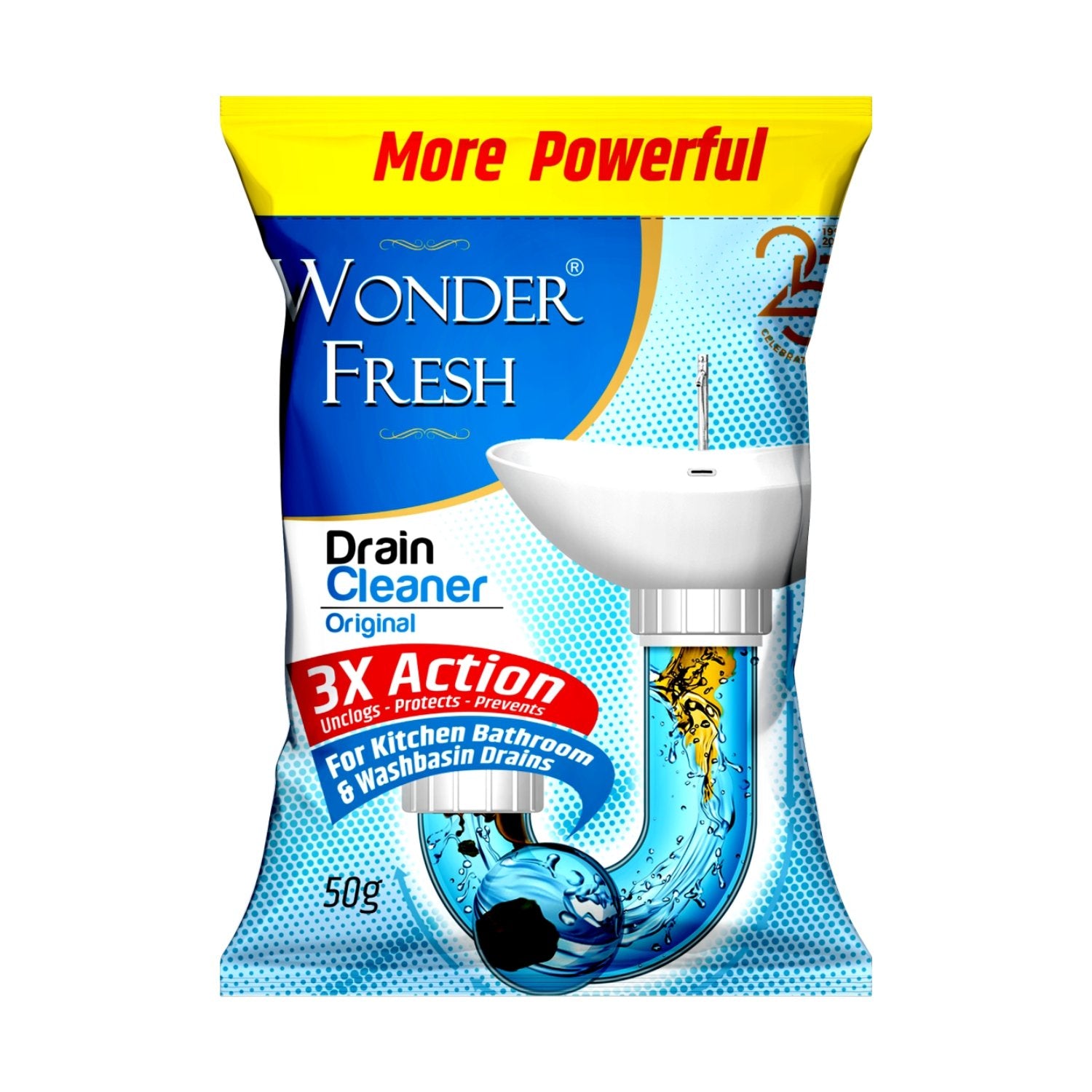 Wonder Fresh Drain Cleaner Powder for effective drain cleaning, ideal for kitchen and bathroom use